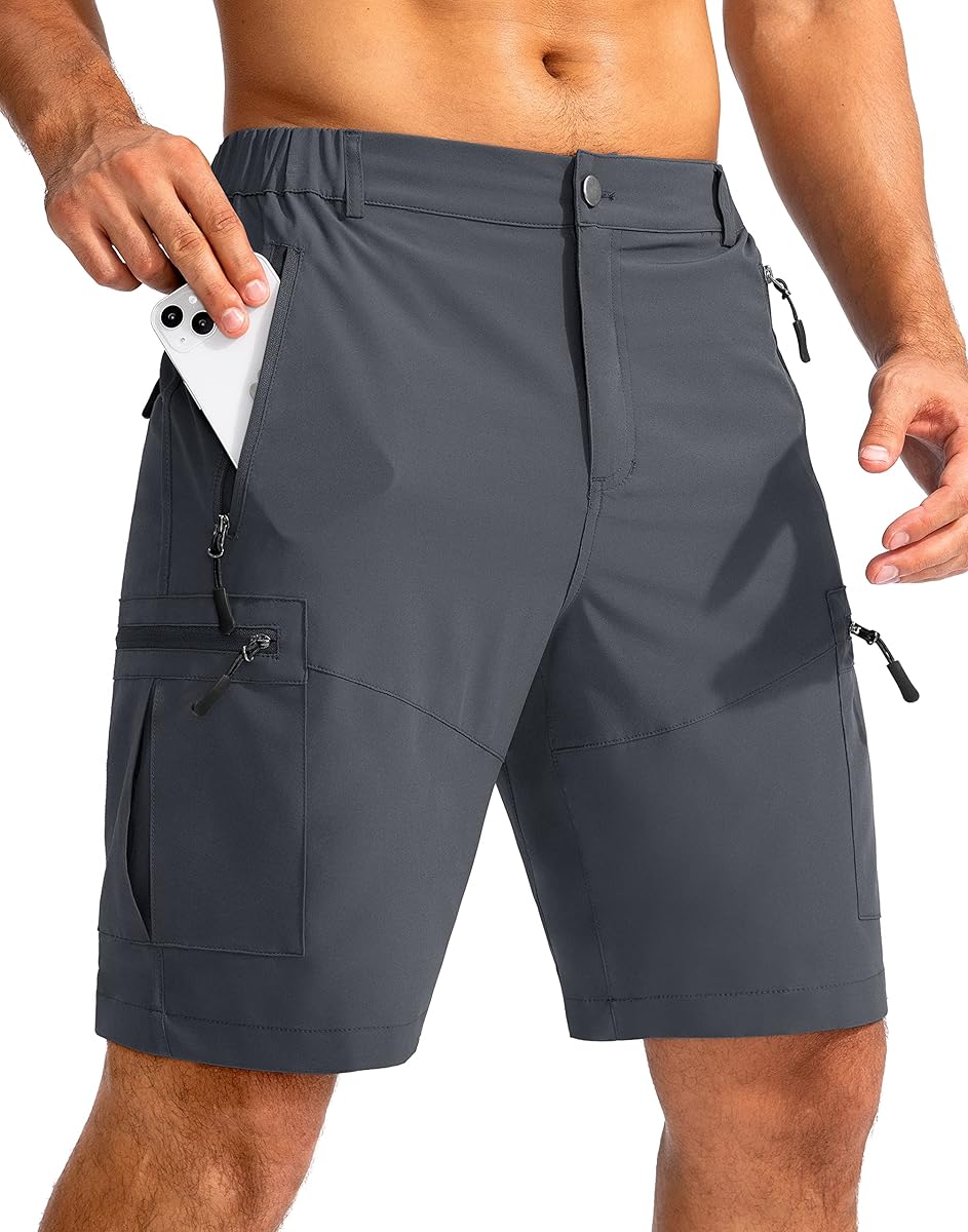 Pudolla Men's Hiking Cargo Shorts 9"/7"/11" Lightweight Outdoor Shorts for Men Trip Golf Camping Casual with 5 Zipper Pockets