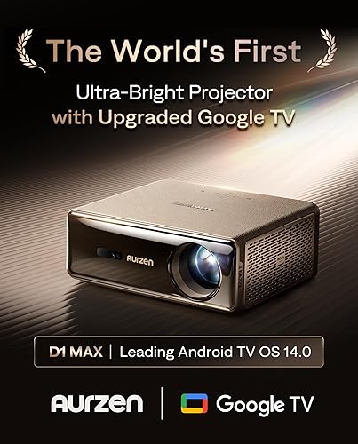 Miniatura 2 de Aurzen EAZZE D1 MAX - Proyector inteligente mejorado para Google TV compatible con 4K, ultra brillante, 1000 lúmenes ANSI, tecnología MEMC,