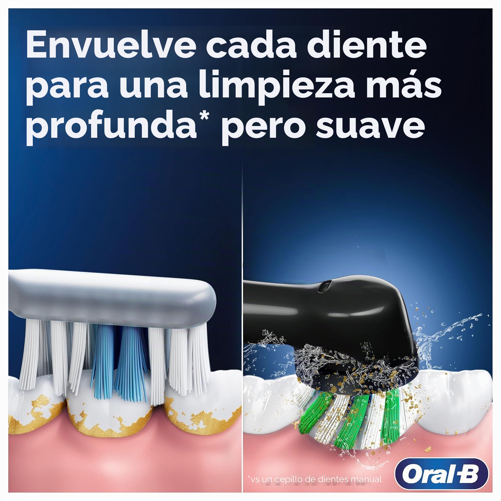 Oral-B Vitality Pro - Cepillo de dientes eléctrico, 1 mango, 2 cabezales de cepillo de dientes, 3 modos de cepillado incluyendo Sensitive Plus, enchufe británico de 2 pines, color negro