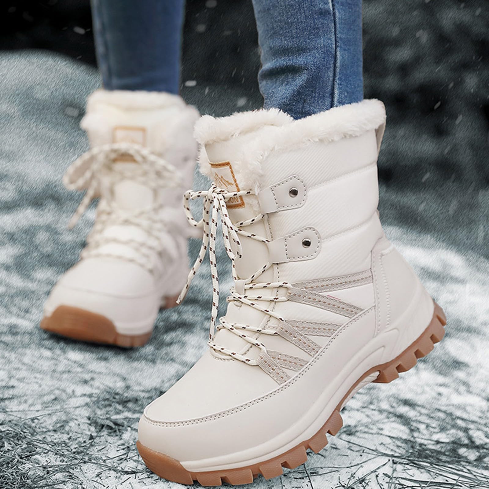 Générique Bottes Hiver Femme Imperméables Fourrées Chaude Bottines Confortable Antidérapant Chaude Chaussures Chaudes Résistant À L’humidité Fermeture Éclair Bottes Pour Déplacements Au Travail
