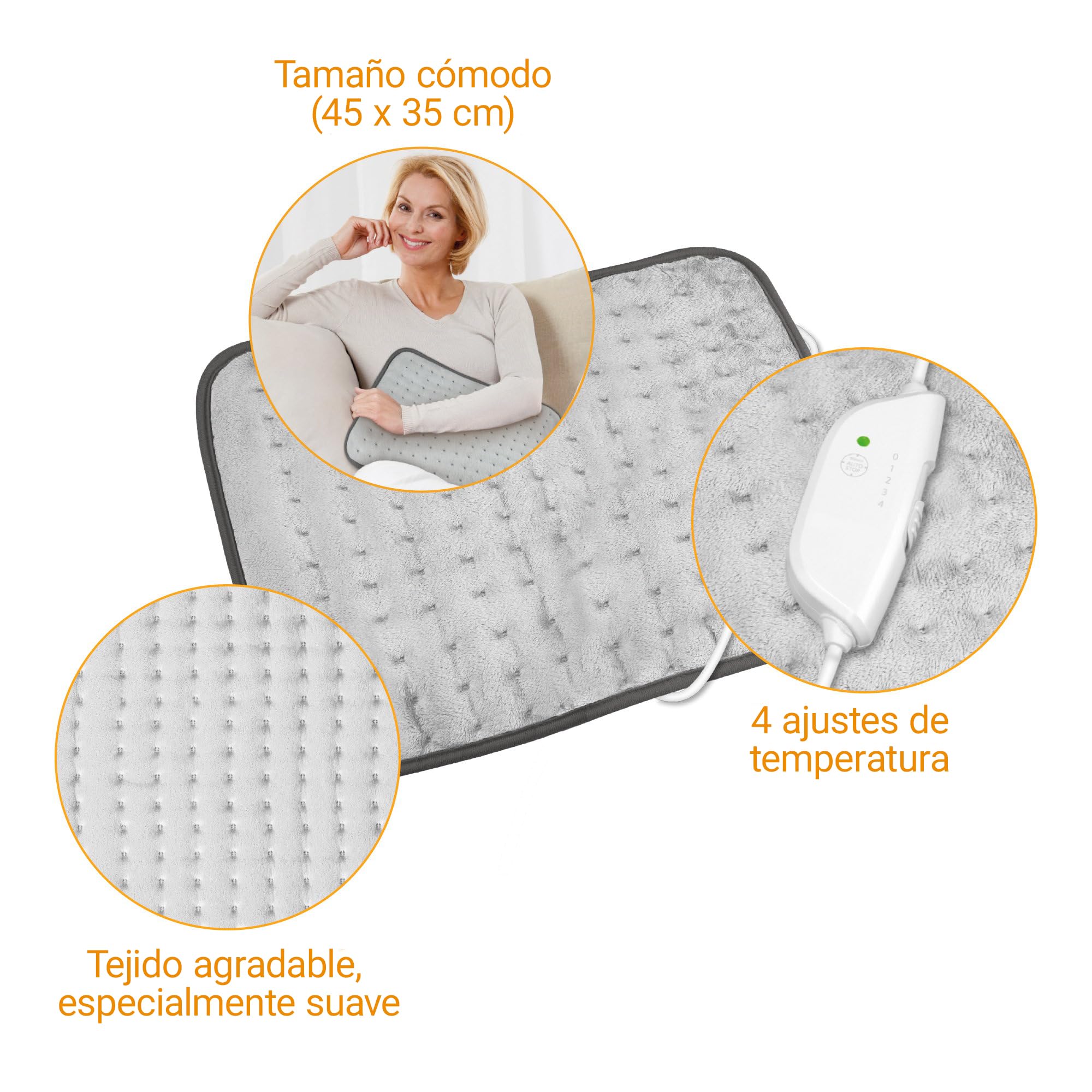 medisana HP 650 almohadilla térmica, manta electrica para espalda, zona lumbar y cuello, 4 niveles de temperatura y protección contra sobrecalentamiento, esterilla eléctrica con apagado automático