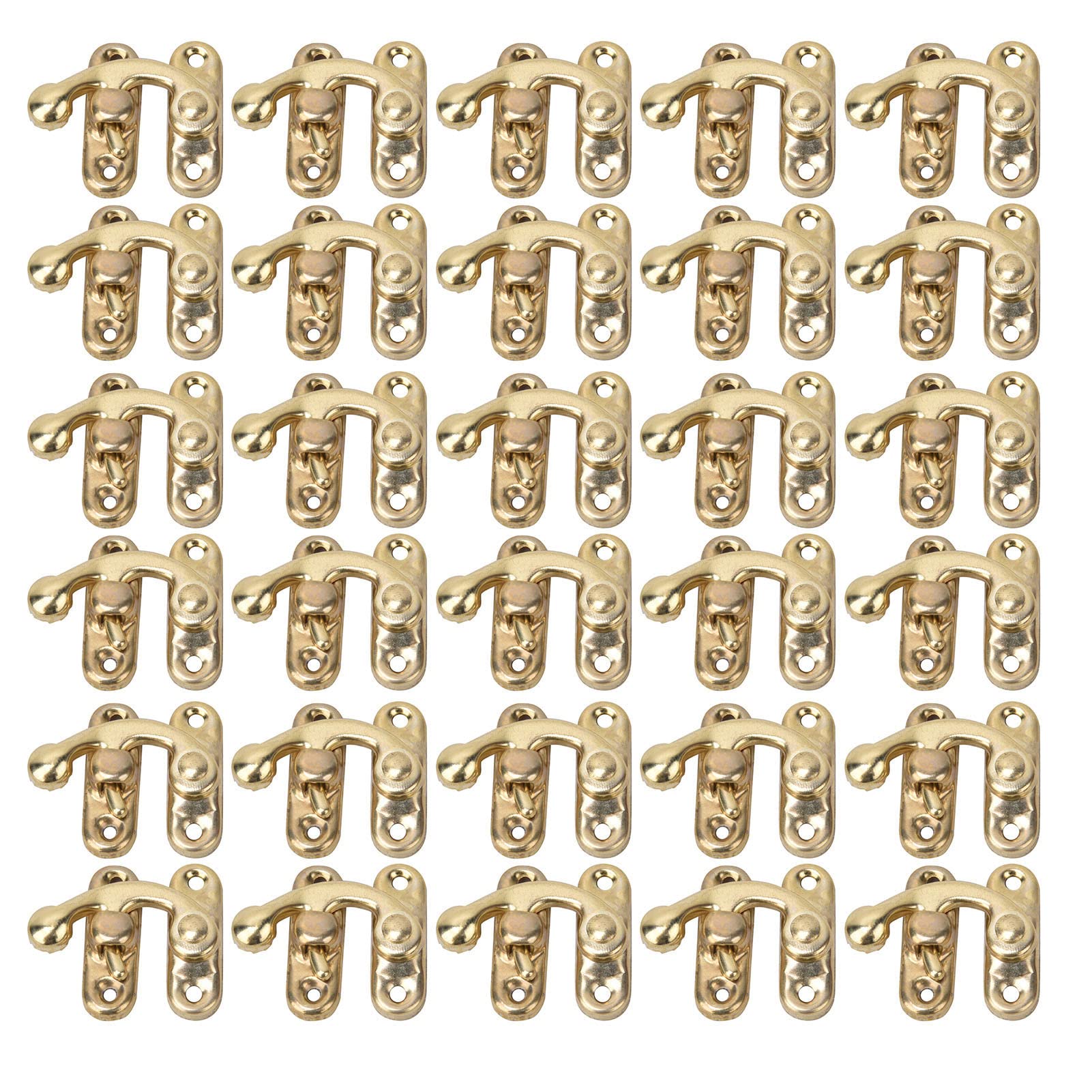 Hasp Hook Latch Hook Hasp Buckle Horn Lock Durable Iron Latch Hook for Jewelry Boxes Gift Boxes Bronze Yellow Silver 3.2 x 2.8cm 30 Pcs (Yellow Left Hook)