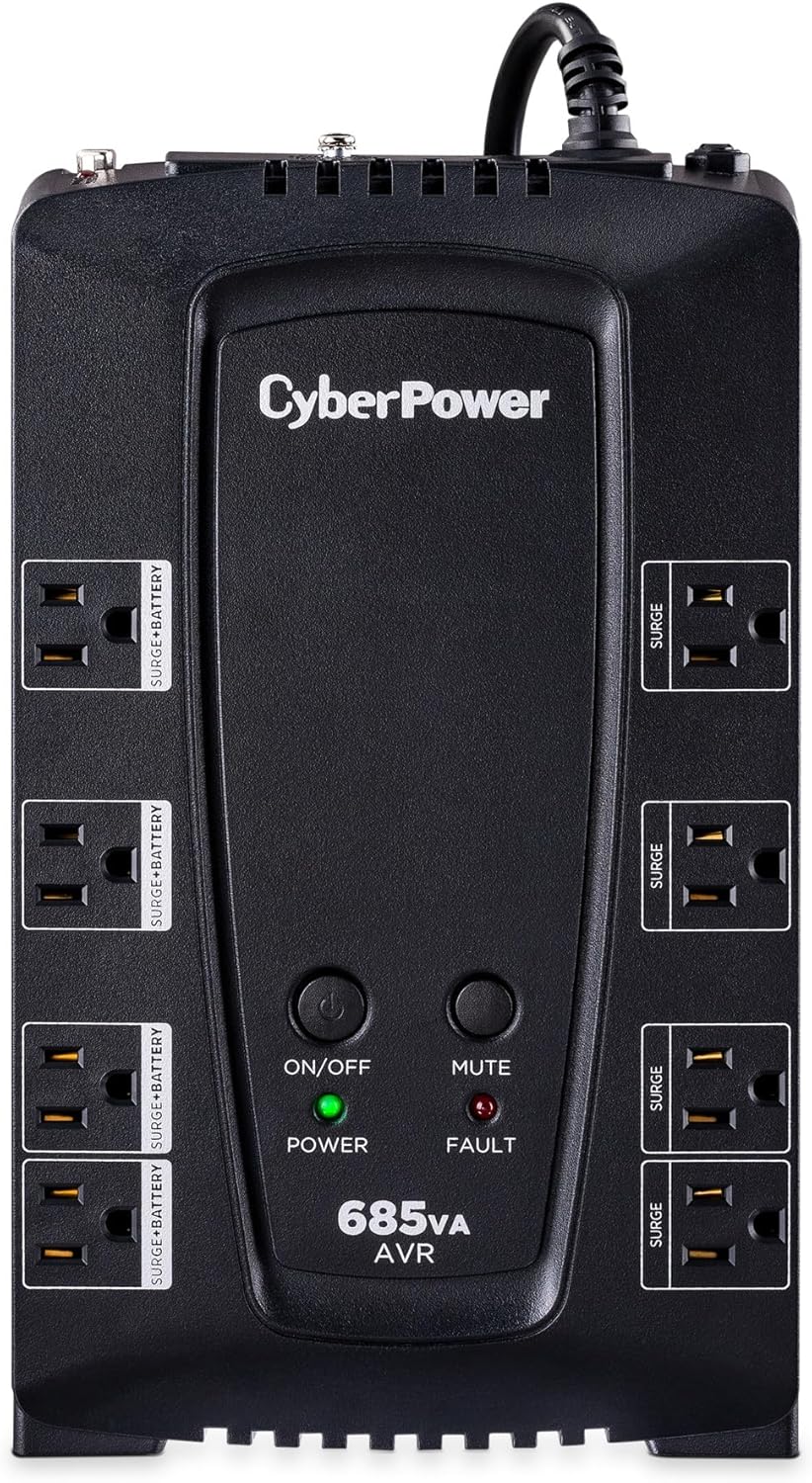 CyberPower CP685AVRG AVR UPS Battery Backup and Surge Protector, 685VA/390W, 8 Outlets, Compact, UL Certified
