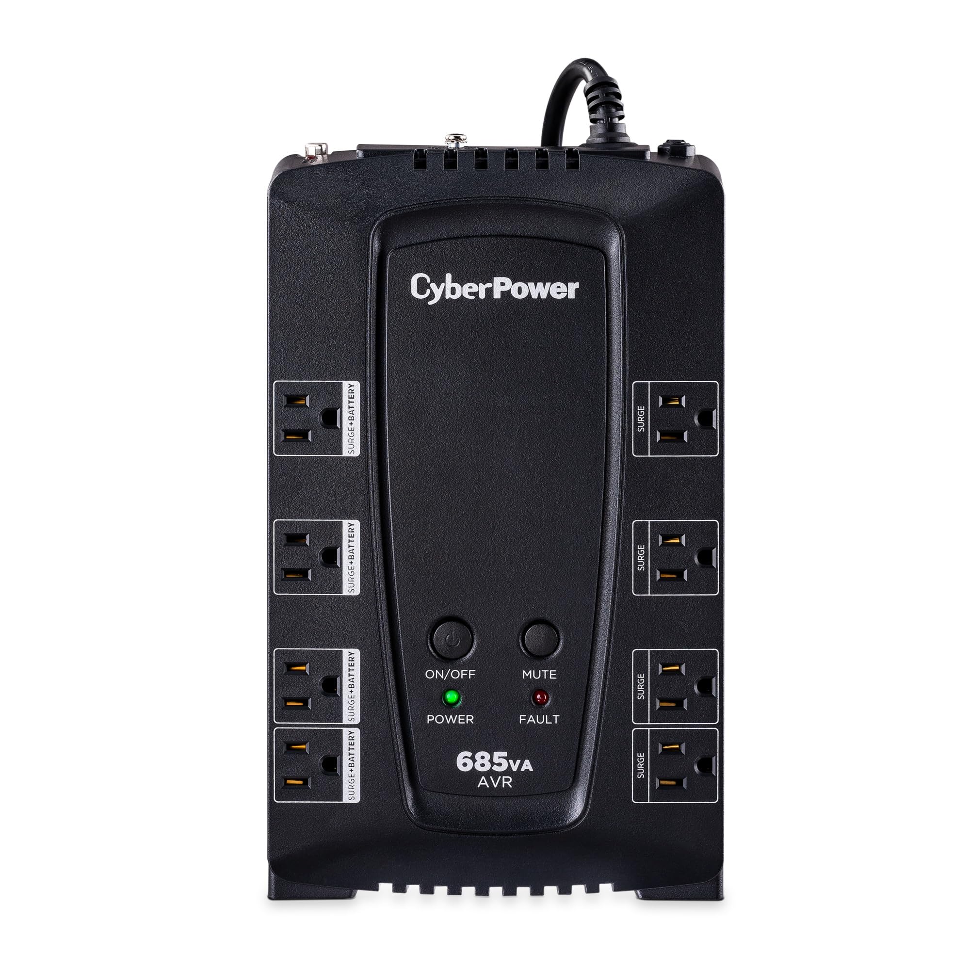 CP685AVRG AVR UPS Battery Backup and Surge Protector, 685VA/390W, 8 Outlets, Compact, UL Certified