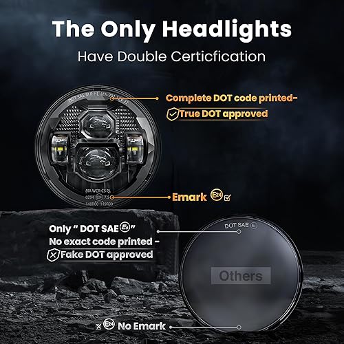 Miniatura 5 de HWSTAR Par de faros delanteros LED redondos 1000% brillantes antideslumbrantes de 7 pulgadas, compatibles con Jeep Wrangler JK, JKU, TJ, LJ, Chevy