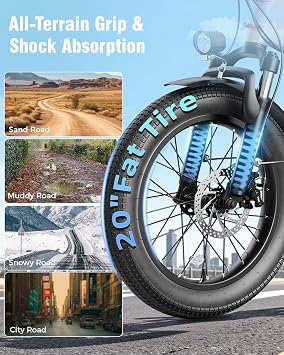 Jasion EB6 Foldable Electric Bike for Adults with Built-in 48V Battery