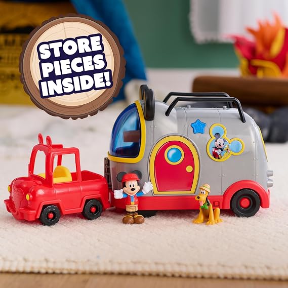 Disney Junior Mickey Mouse Happy Camper Lights and Sounds Playset, 12-Pieces, Bonus Pieces Included, Toy for Fans, Boys, Kids, Ages 3 and Up