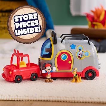Disney Junior Mickey Mouse Happy Camper Lights and Sounds Playset, 12-Pieces, Bonus Pieces Included, Toy for Fans, Boys, Kids, Ages 3 and Up