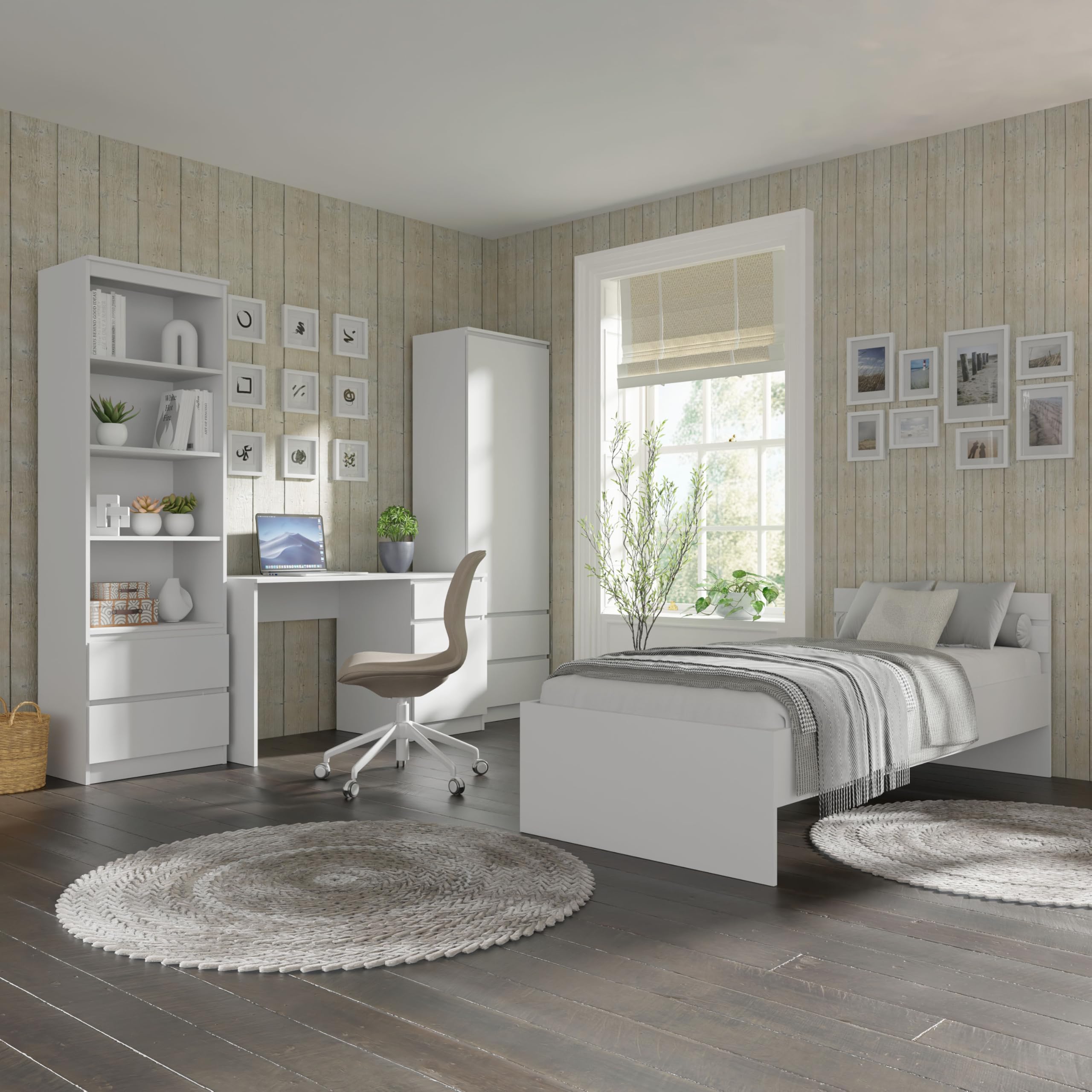 Homlando Mehrzweckschrank, Kleiderschrank Maja 60 cm mit Schubladen, schmales Aktenregal für Wohnzimmer & Büro, Moderne Aufbewahrung mit Tür, minimalistisches Design, (Weiß Matt)