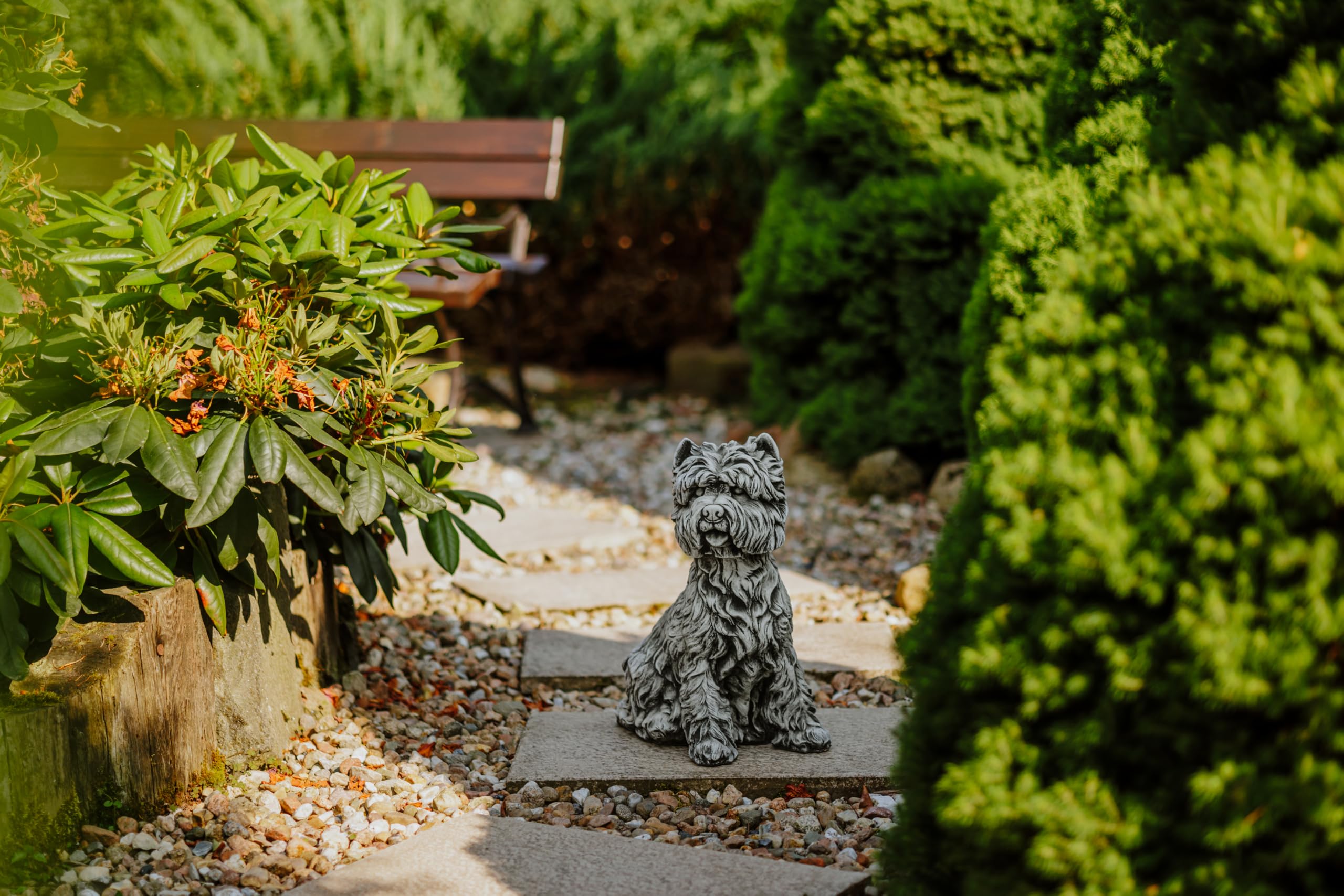 gartendekoparadies.de Westi West Highland White Terrier Statue Gartenfigur aus Steinguss, 45 cm, Wetterfest, Grau, 20 kg