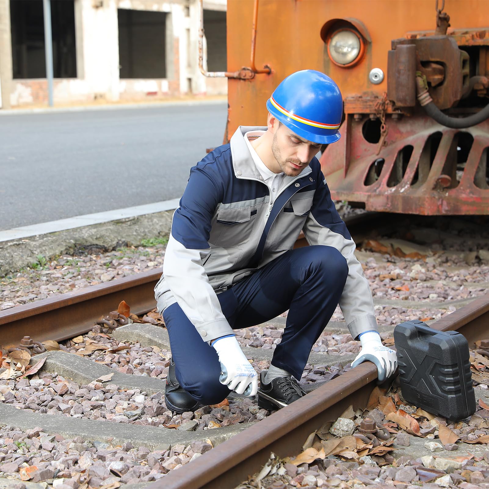 2 pezzi abbigliamento da lavoro da uomo giacca a maniche lunghe e pantaloni abbigliamento da lavoro set per riparatori, costruttori, corrieri