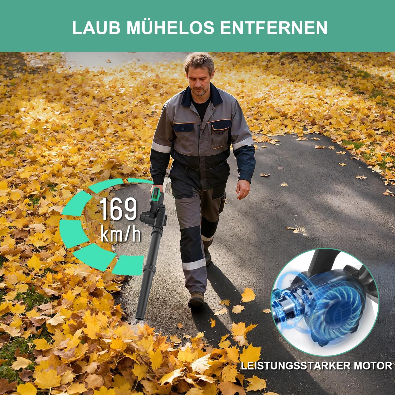 Waitley Akku-Laubbläser für Bosch 18V PBA Akku(169 km/h Luftgeschwindigkeit,leistungsstark, Drehzahlregelung, ohne Akku und Ladegerät)