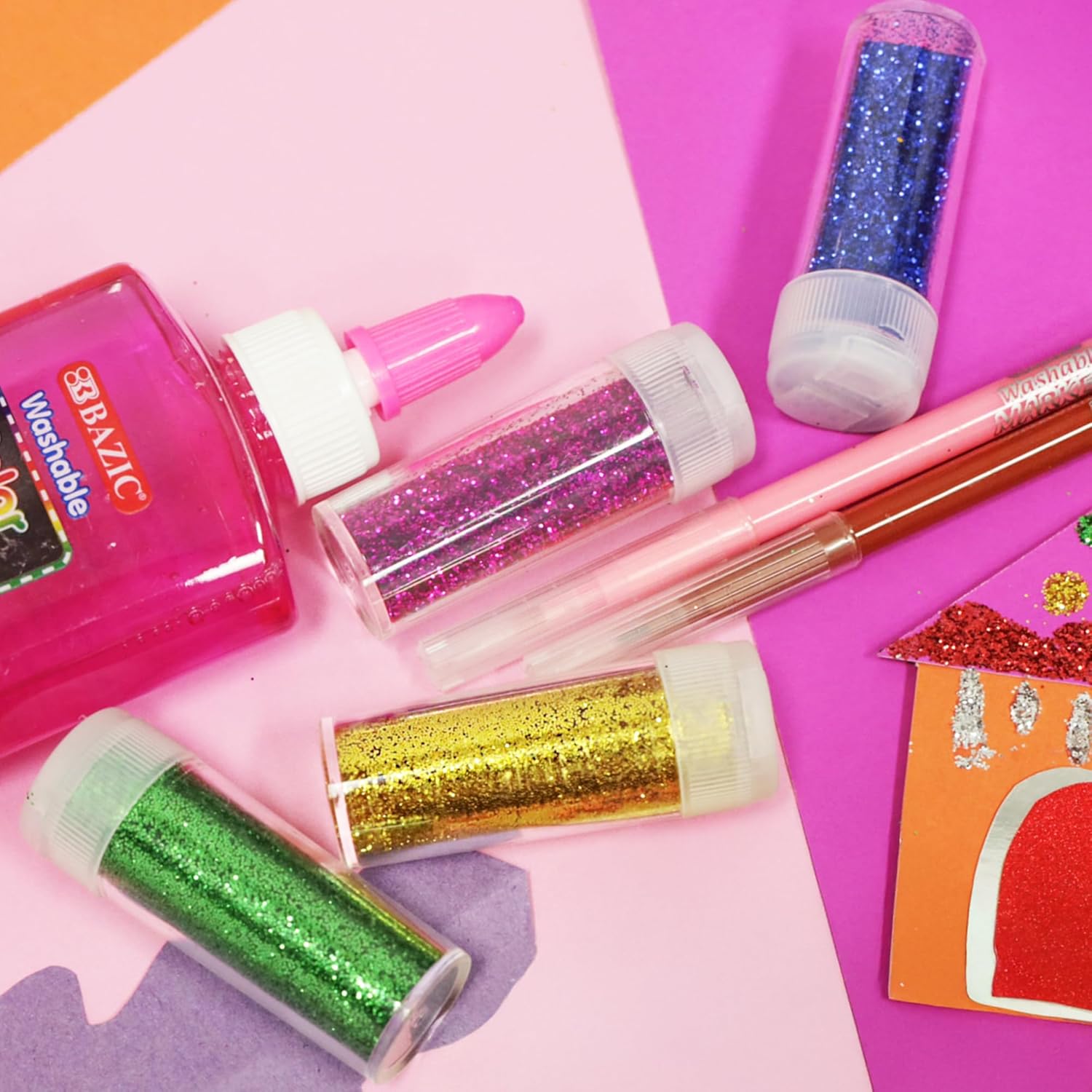 BAZIC Glitter Shaker Primary Color, Sparkling Powder in Jar for Slime Paints Crafts Nail Art Polish Skin Halloween Party (42g/Pack), 72-Packs