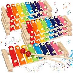 6 Pcs Xylophone for Kids Wooden Xylophone with Mallets Musical Instrument Wood Baby Percussion Kit Christmas Birthday Gifts