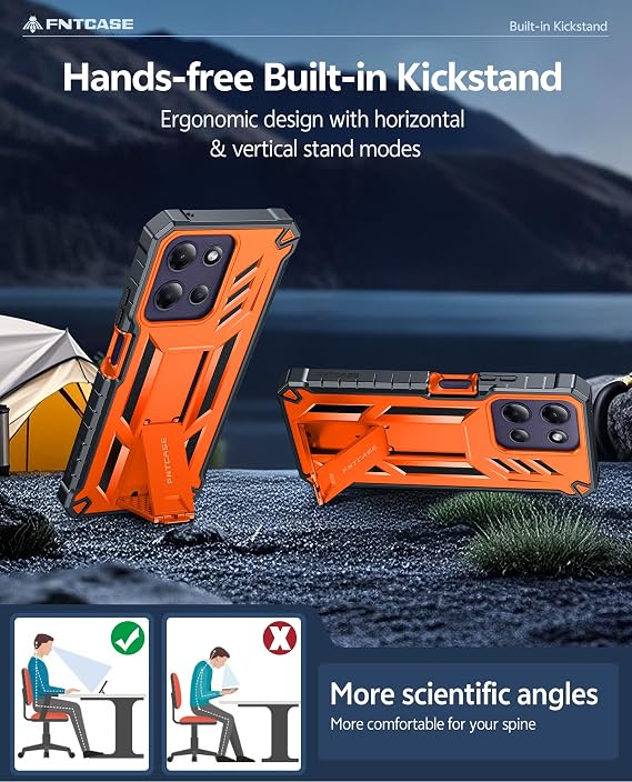 FNTCASE for Motorola Moto G Power 5G 2026/2025 Case with Kickstand Orange