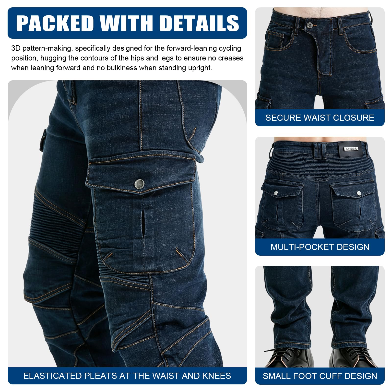 Uomo Pantaloni Moto, Jeans Moto Traspirante Protettivi in Denim Uomo Pantaloni Moto, Jeans Moto Traspirante Resistente all'Usura Tutte Le Stagioni, per Tutti I Giorni & Viaggi
