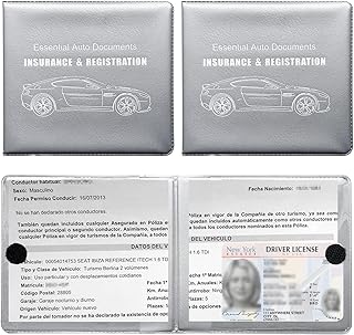 Ziciner Car Registration Insurance Holder, 2Pack Essential Auto Card Document Glove Box Organizer with Velcro Closure, Vehicle Interior Accessories Perfect for Most Car, Truck, SUV (Gray/Big Car)