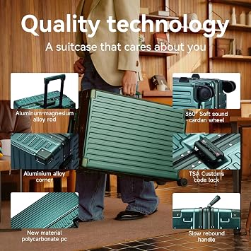 ROAMING 20 Inch Zipperless Carry On Luggage Hard shell Suitcases Green