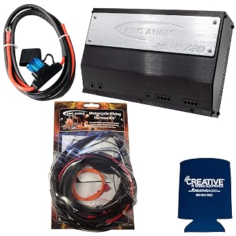 ARC Audio MOTO-720 720 Watt 4 Ch. Amp & Harley Harness Amplifier & Power Wiring Kit Compatible with Harley