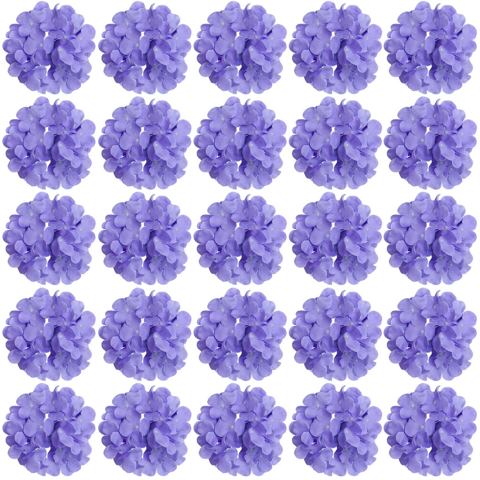 Photo 1 of 30 Pcs Silk Hydrangea Heads Artificial Flowers Heads and Stems Fake Hydrangea Flowers for Home Wedding Decor (Light Purple)