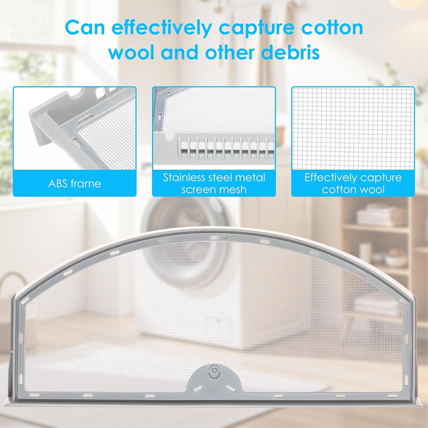 4 Pack WE03X23881 Dryer Lint Trap Screen Filter Replacement for Dryers, Compatible with GTD65EBSJ3WS, GTD33EASK0WW, GTD42EASJ2WW, GTD42GASJ2WW, GTD45EASJ2WS Replaces PS11763056 with Cleaning Brush