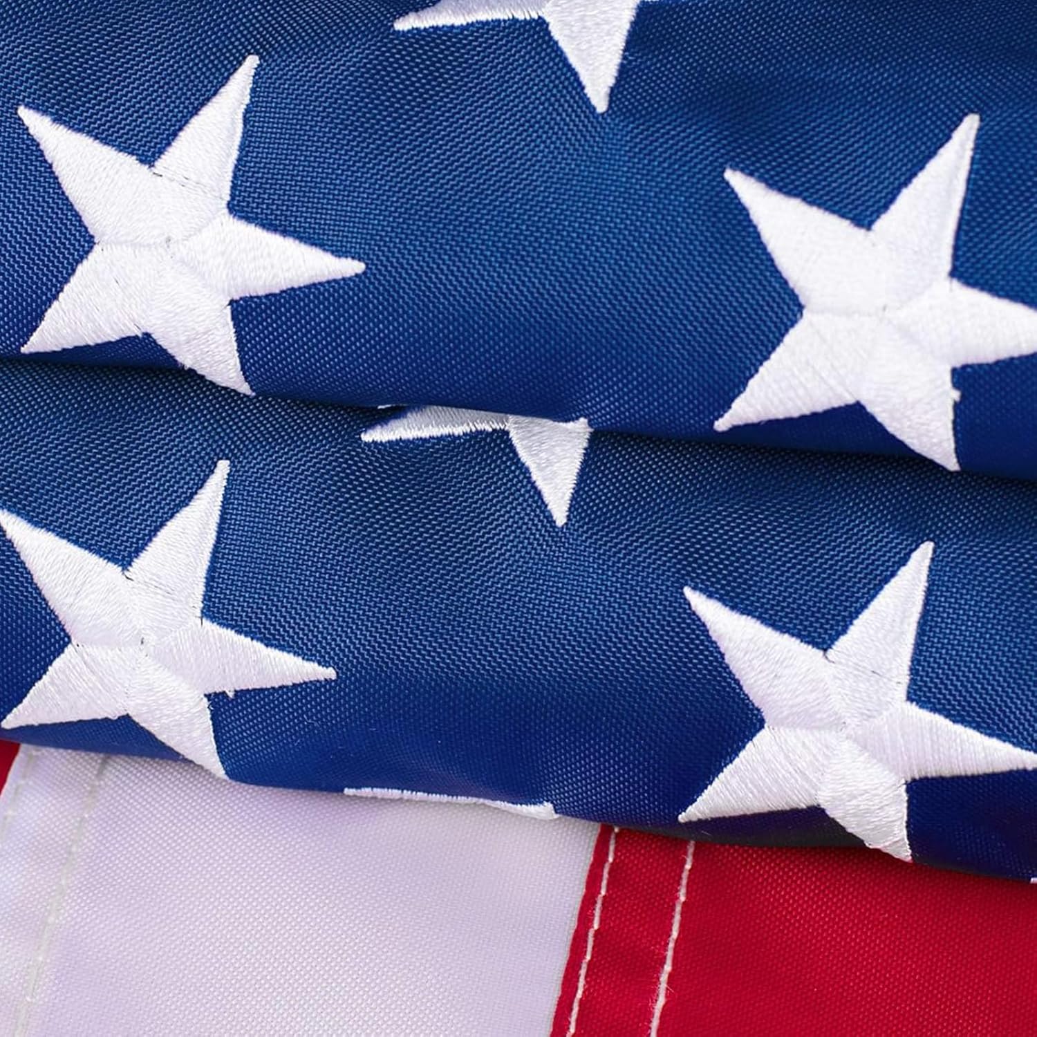 Premium 3×5 US Flag – 150D Polyester Material, Hand-Stitched Stripes, Embroidered Stars and Durable Brass Grommets for High Wind Outdoor Use