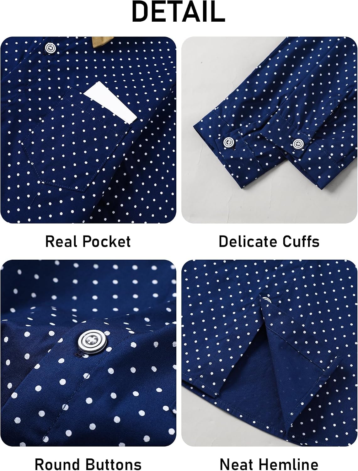 YALLET Boys Long Sleeve Shirts Button Down Print Dress Wedding Outfits Formal Casual Clothes with Bow Tie 5-10Y