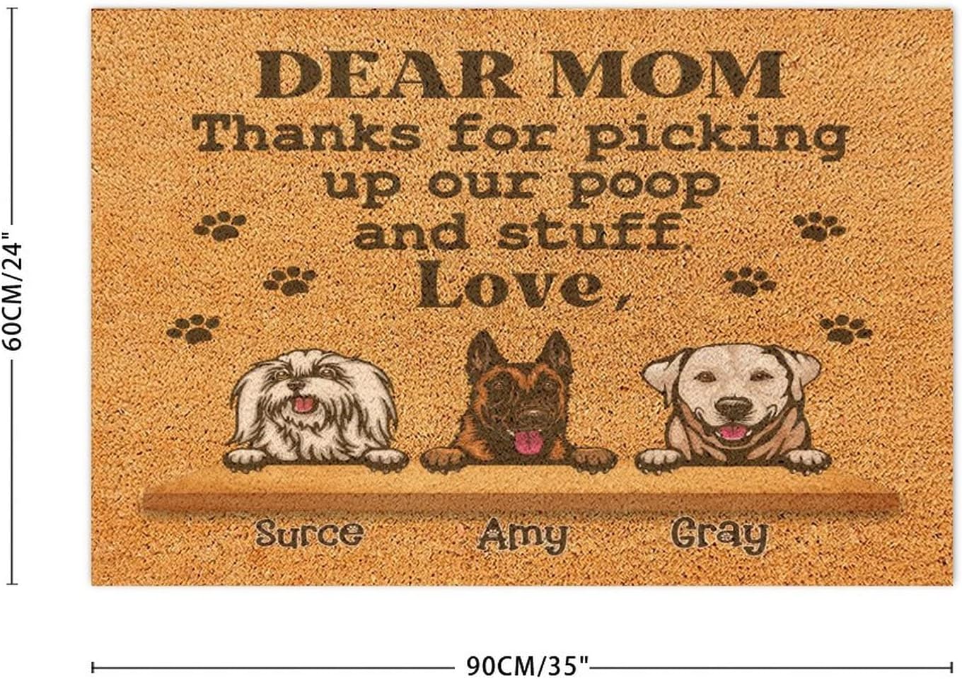 Personalized Best Dog Photo and Name Doormats with Non-Slip Backing Memorial Pet Portrait Coir Fiber Doormat Custom Front Door Rug for Patio Front Porch Stylish Farmhouse Décor 24x36in