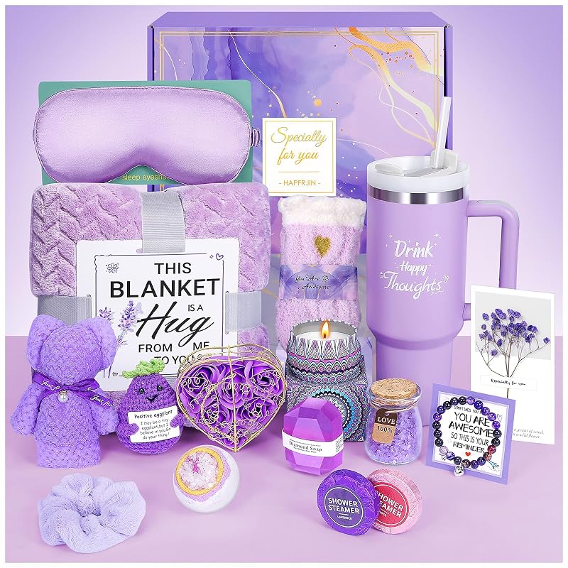 Kit de presentes HAPFRJIN com itens de banho, manta, copo térmico e acessórios, 16 peças