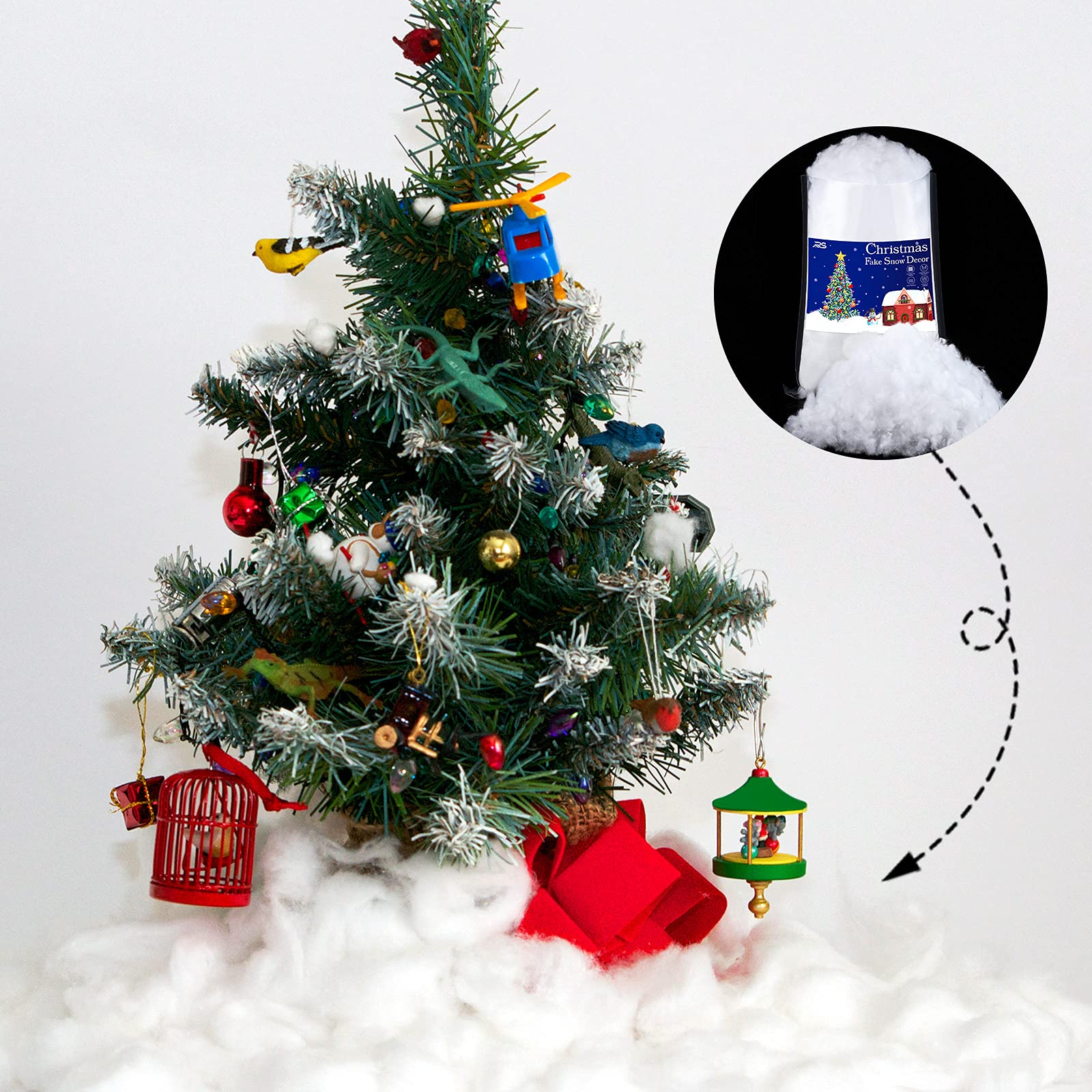Ruisita Lot de 2 sacs de décoration de Noël pour travaux manuels - 1,4 l de neige artificielle - Décoration d'intérieur - Couverture de neige artificielle pour sapin de Noël et village artisanal