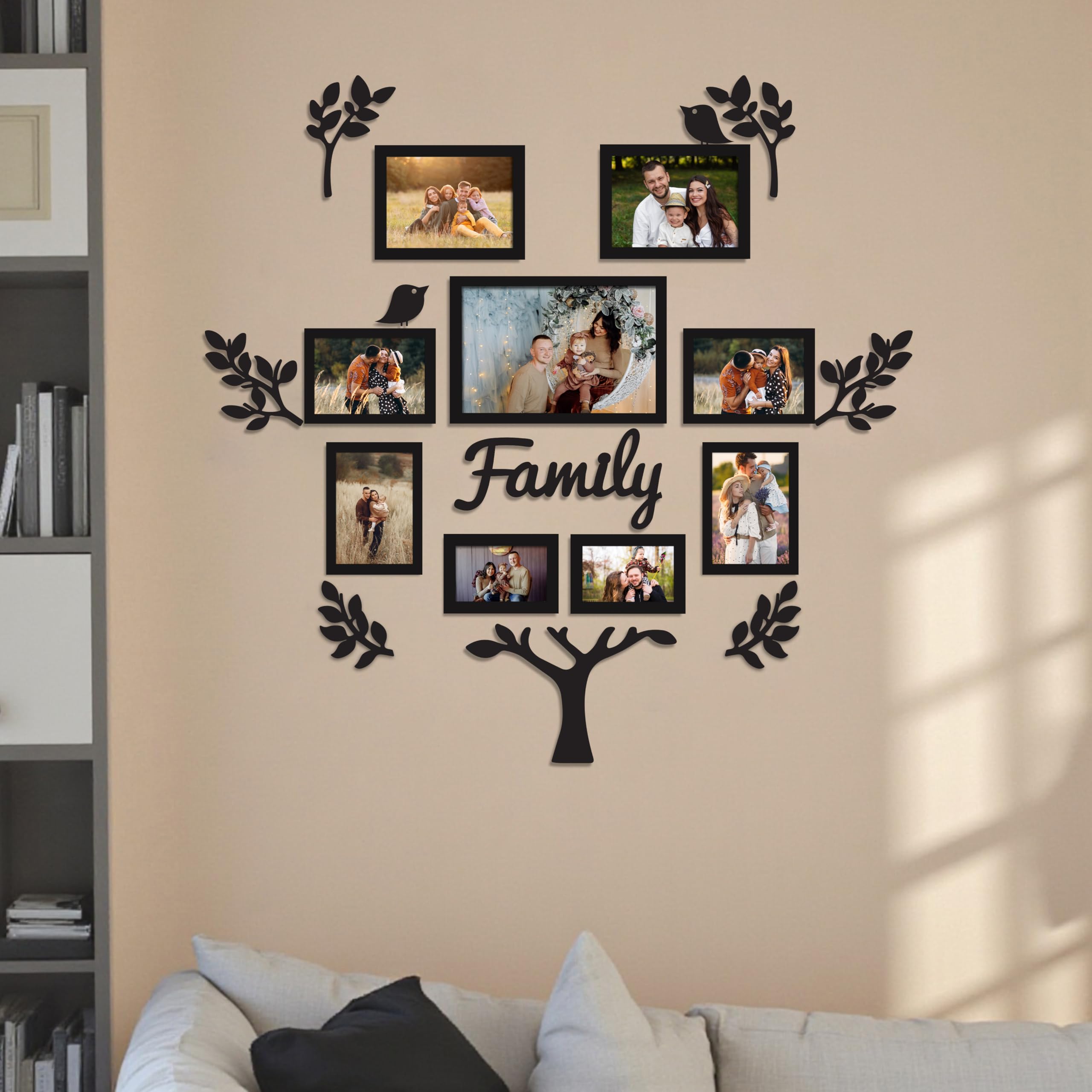 Family Tree Photo Frame Set - 8 Frames & Cutouts -10