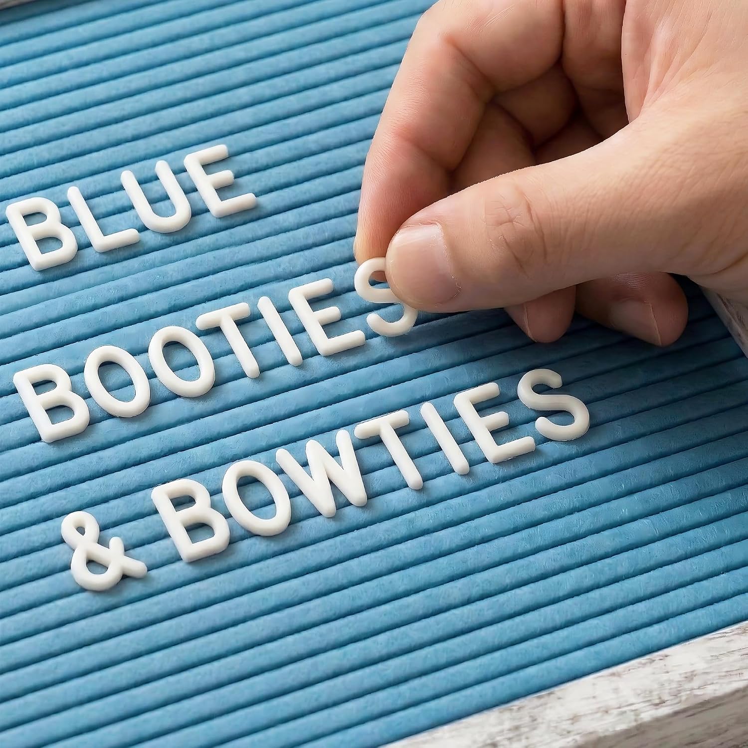 C CRYSTAL LEMON Blue Felt Letter Board 10x10in – Includes 336 Letters, Numbers & Symbols – Changeable Message Board with Rustic Wooden Frame for Home, Office & Events thumbnail