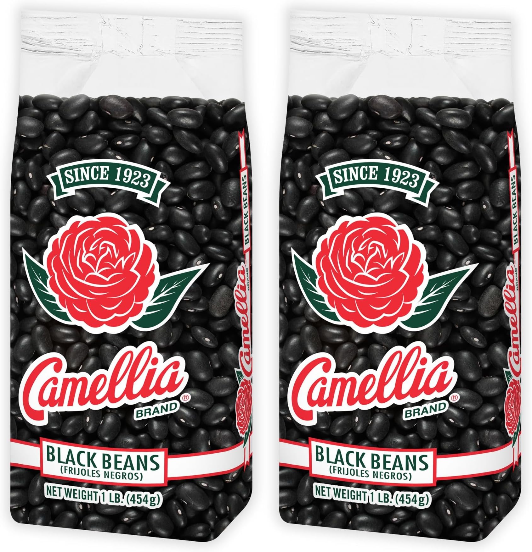 Camellia Brand Dried Black Beans, Frejoles Negros – Premium Non-GMO Black Turtle Beans for Soups, Chili, Tacos, Burritos, Rice & Peas, Latin & Southwestern Cooking – Gluten-Free, High Protein, Vegan & Vegetarian Friendly, 1 Pound (Pack of 2)
