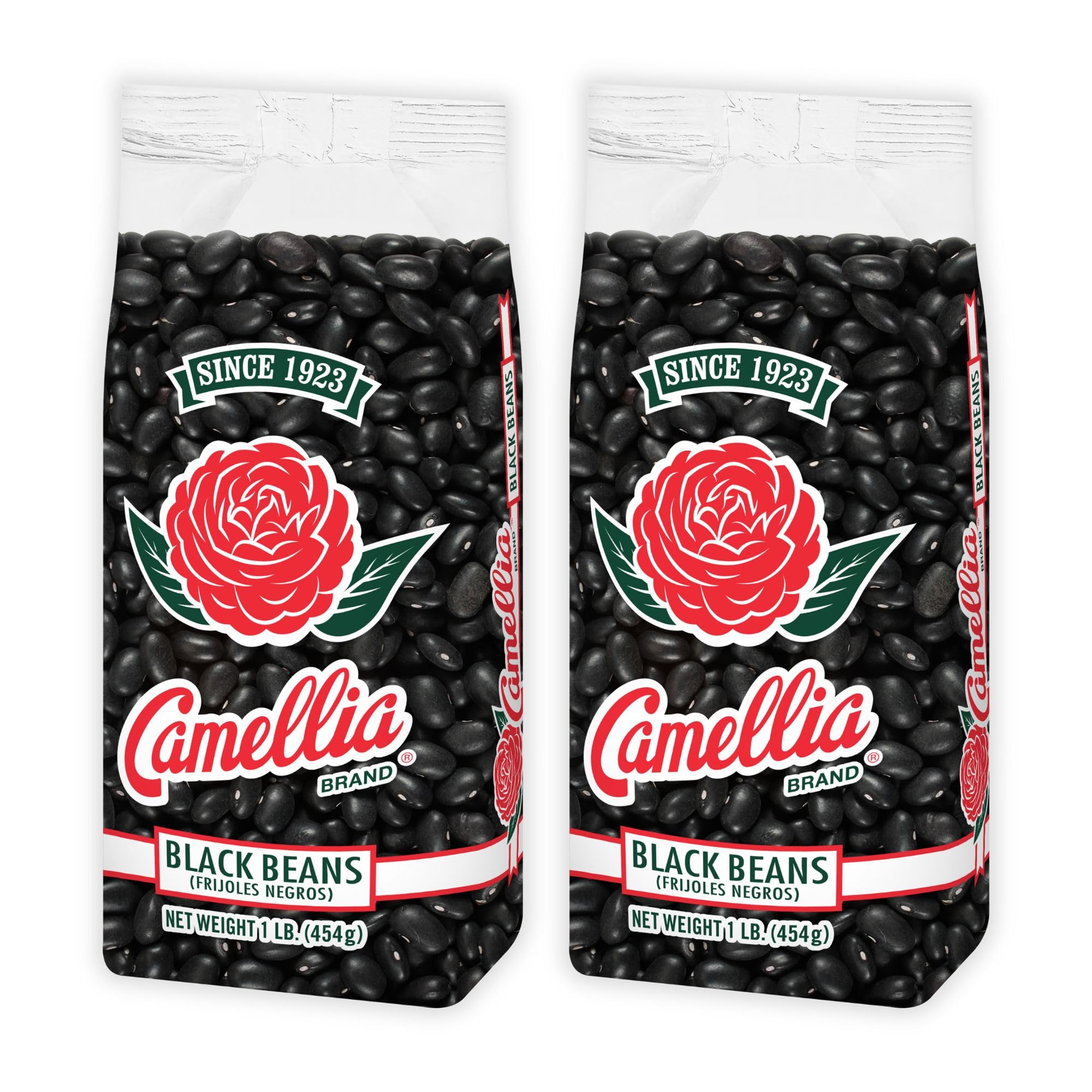 Camellia Brand Dried Black Beans, Frejoles Negros – Premium Non-GMO Black Turtle Beans for Soups, Chili, Tacos, Burritos, Rice & Peas, Latin & Southwestern Cooking – Gluten-Free, High Protein, Vegan & Vegetarian Friendly, 1 Pound (Pack of 2)