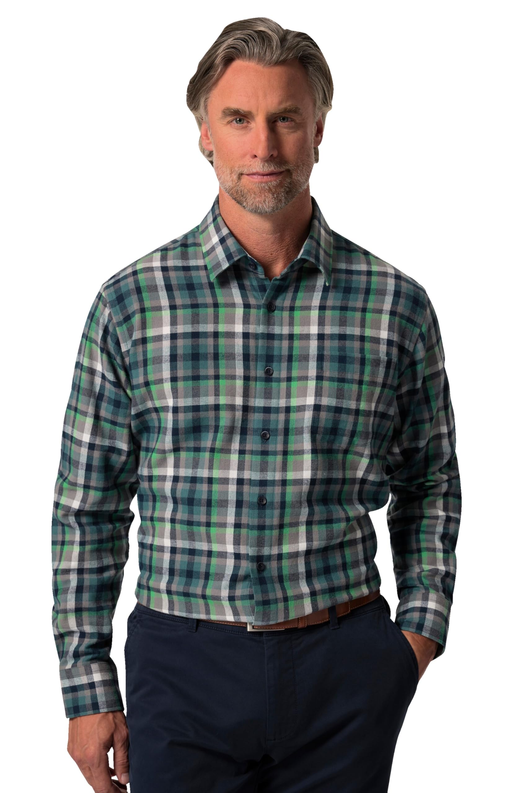 Boston Park Herren große Größen Übergrößen Menswear L-8XL Karo-Flanellhemd, Langarm, Kentkragen, Comfort Fit 832828