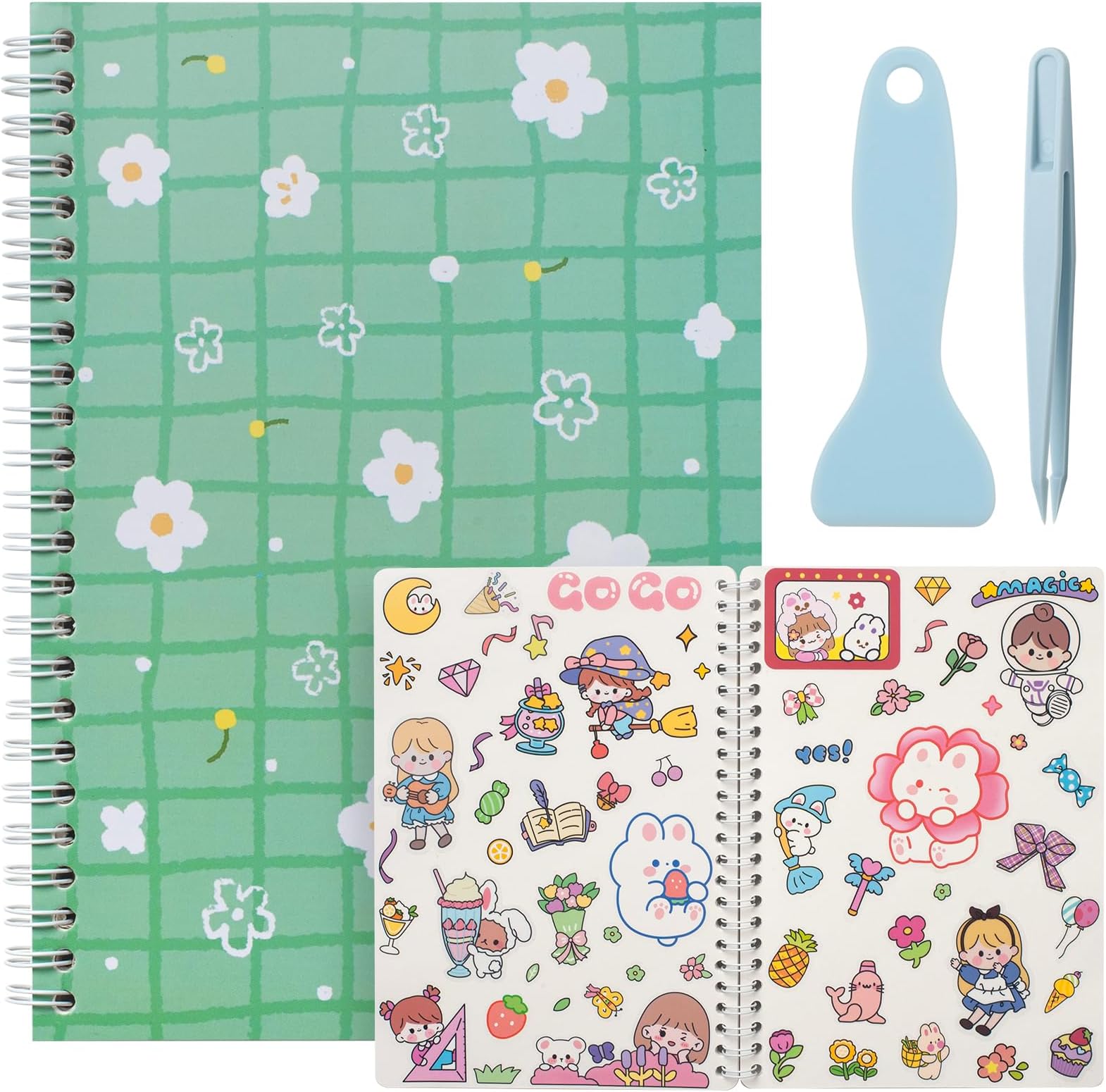 Reusable Sticker Book - 60 Sheets, Collecting Album, Organizer, Blank Book for Adults & Children, Keeper with Tweezer & Spatula, A5