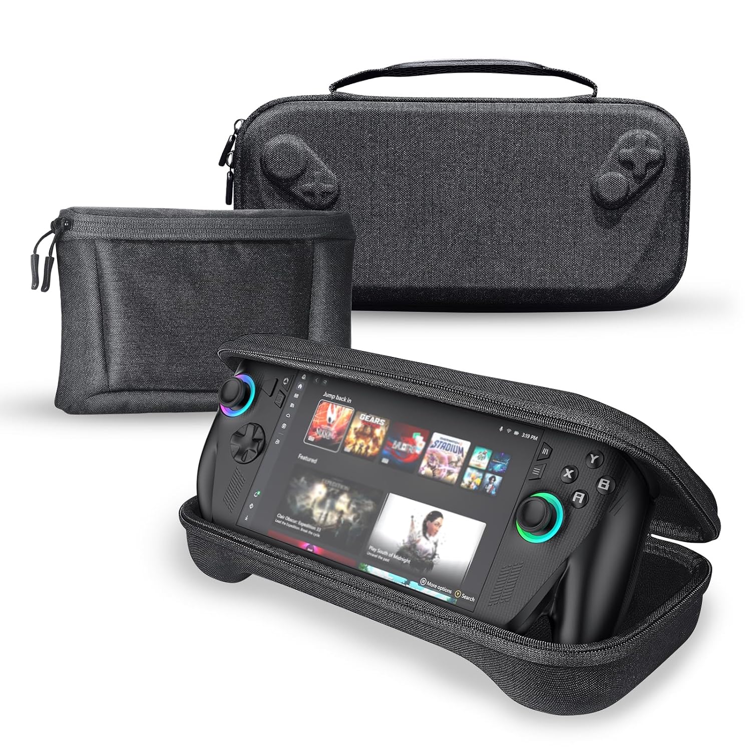 2 In 1 Game Console Storage Bag+Detachable Accessory Pouch for ROG XBOX Ally/ROG XBOX Ally X Portable High-density 1680D Oxford Cloth+EVA Shockproof Anti-Drop Impact-resistant Carrying Case Accessories