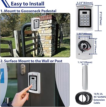 Universal Waterproof 12-24V AC/DC Metal Wired Keypad Stand Alone Access Controller for Gate Opener Operator, Garage Door Opener and Access Control Security System, Upgraded KPR2000 Keypad
