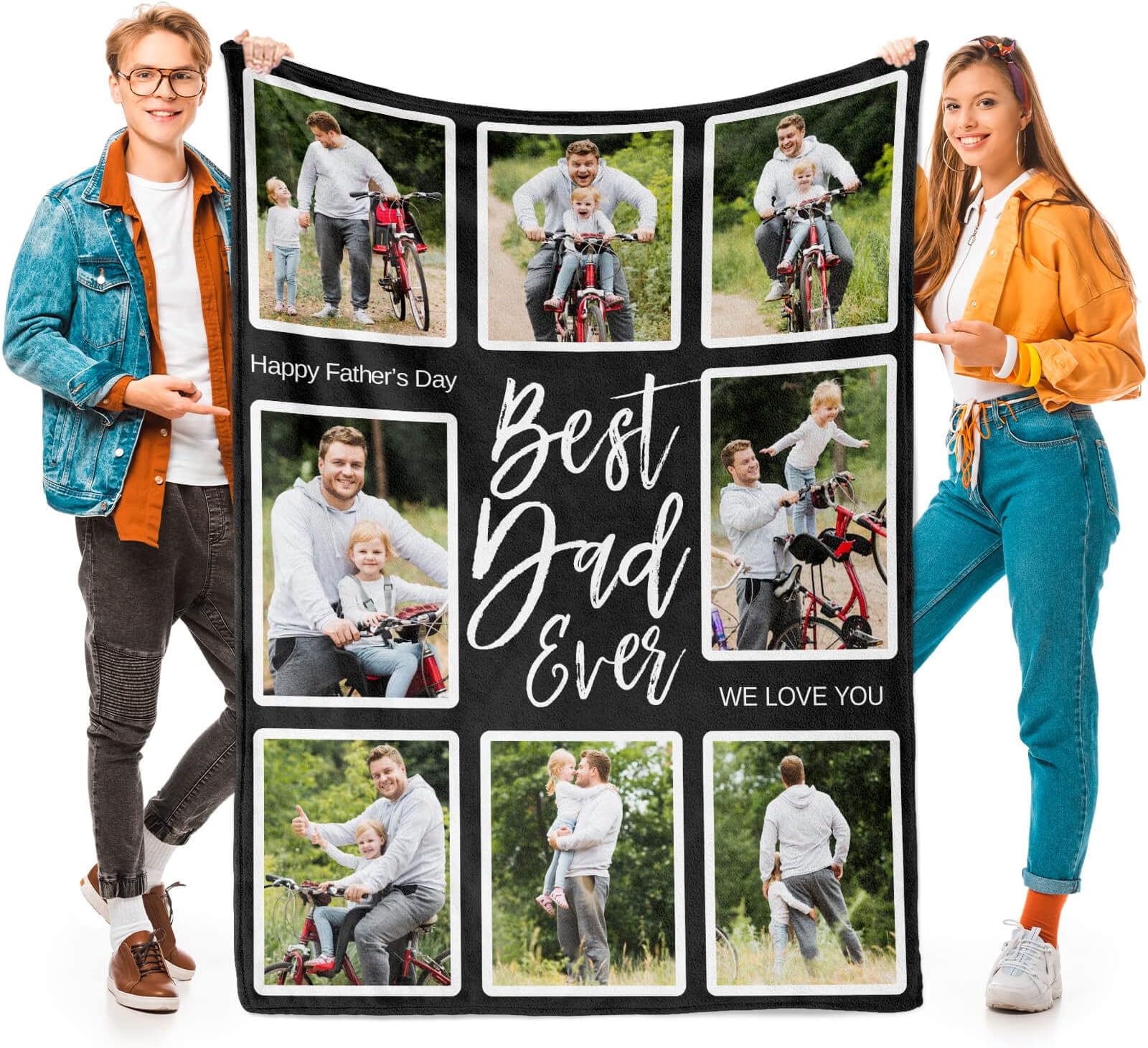 inkArts Custom Blankets with Photo, Personalized Photo Blankets Fathers Day Personalized Gifts for Dad from Daughter Son Customized Blanket with Picture