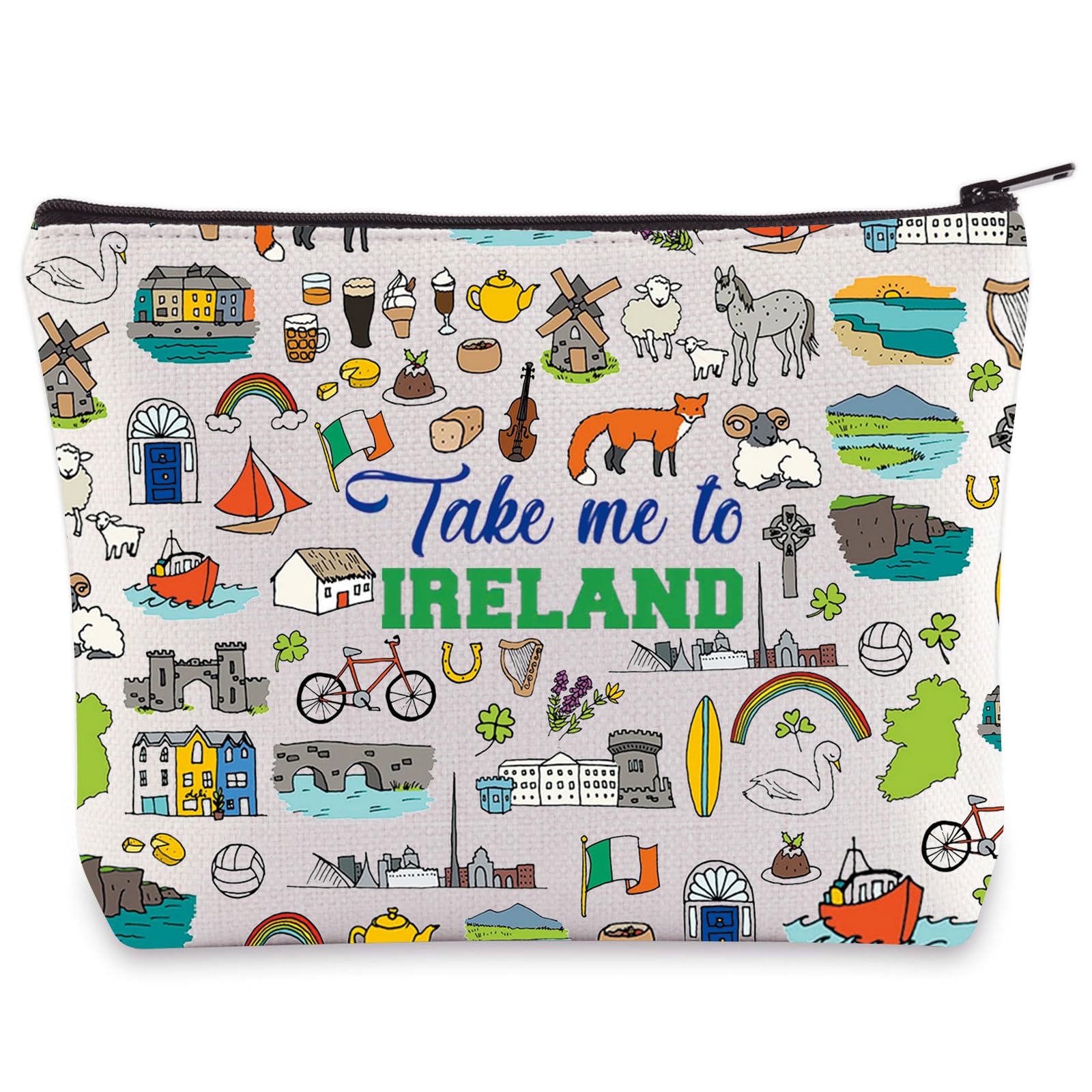 WZMPA Ireland Travel Cosmetic Bag Ireland Vacation Gift Take Me To Ireland Makeup Zipper Pouch Bag Ireland Souvenir Merch (To Ireland)