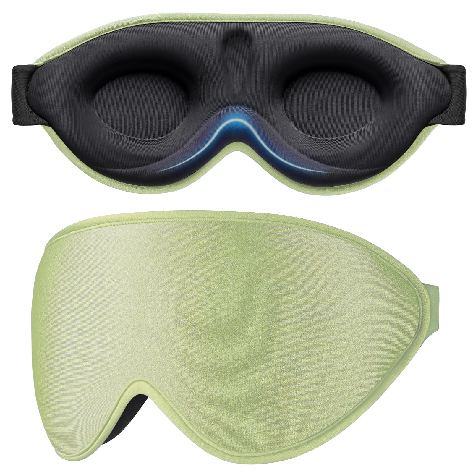 Gritin Schlafmaske für Seitenschläfer, 3D Augenhöhlen Schlafbrille mit Verstellbar Gummiband, Lichtblockierend und Atmungsaktiv, Bequem & Ergonomisch Augenmaske für Mann und Frau, 2 Paar Ohrstöpseln