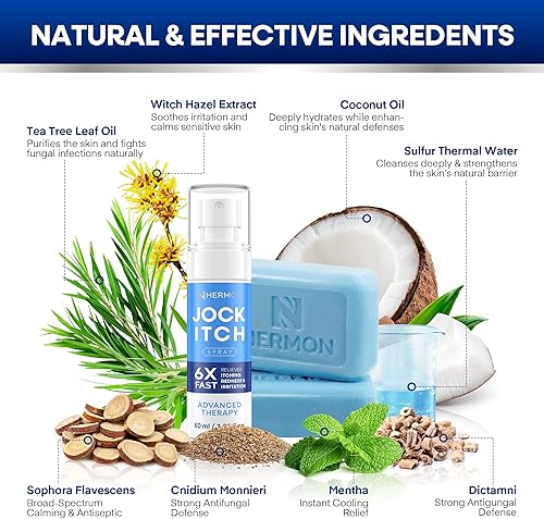 Miniatura 7 de Hermon Kit de jabón y aerosol antifúngico para picazón deportista potente tratamiento de aerosol antifúngico y jabón para la picazón deportista con