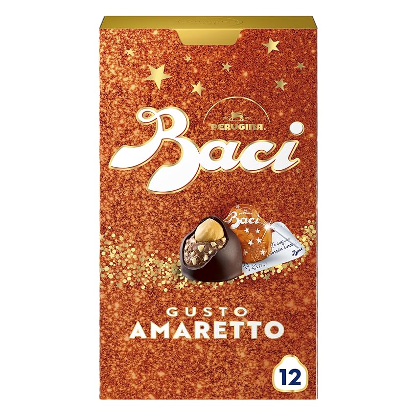 Immagine del prodotto BACI PERUGINA Gusto Amaretto Cioccolatini Fondenti ripieni al Gianduia e gusto di Biscotto Amaretto, Scatola 150g