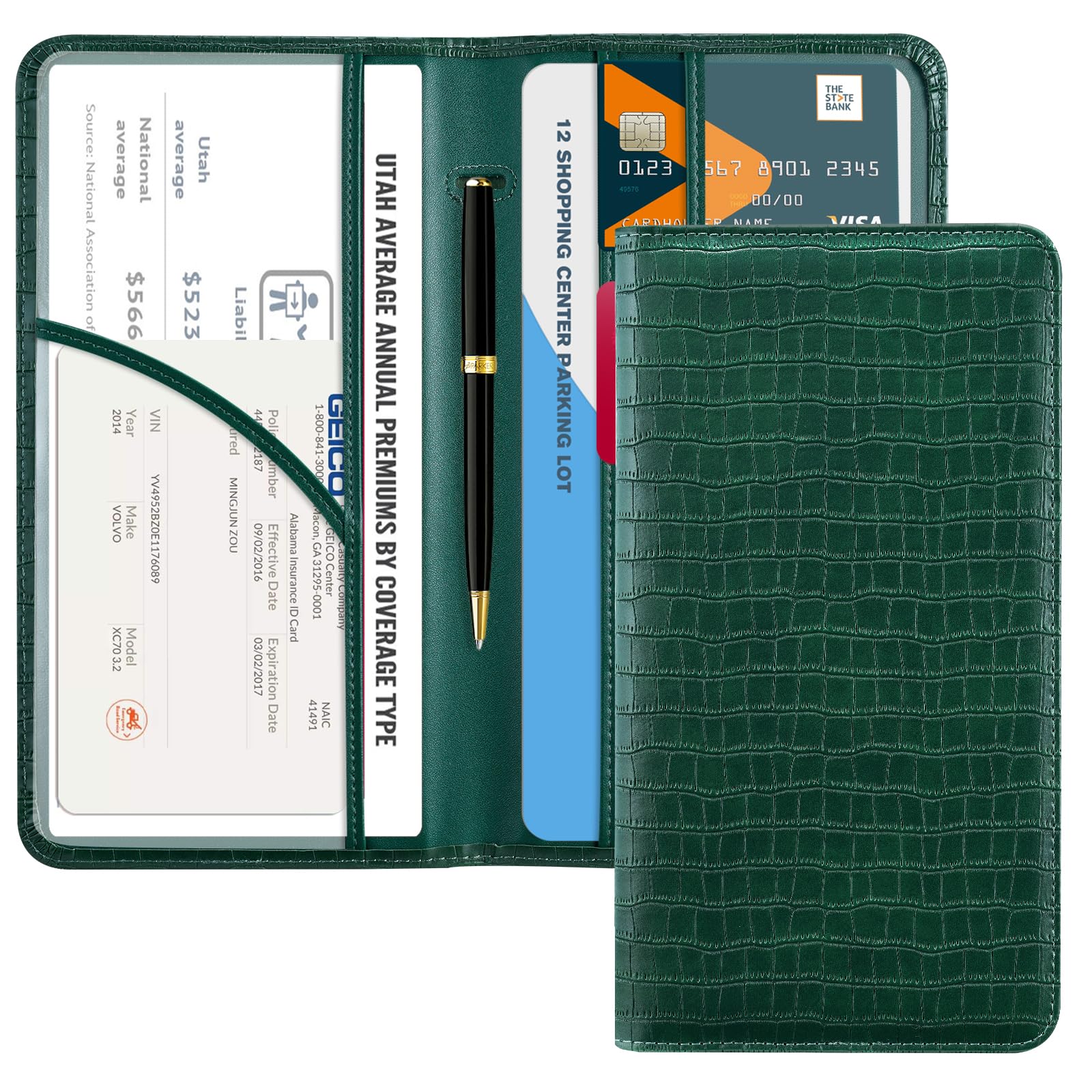 CoBak Car Registration and Insurance Holder | Vehicle Glove Box Organizer, Auto Truck Compartment Document Case with Magnetic Closure for Insurance &amp; Driver License