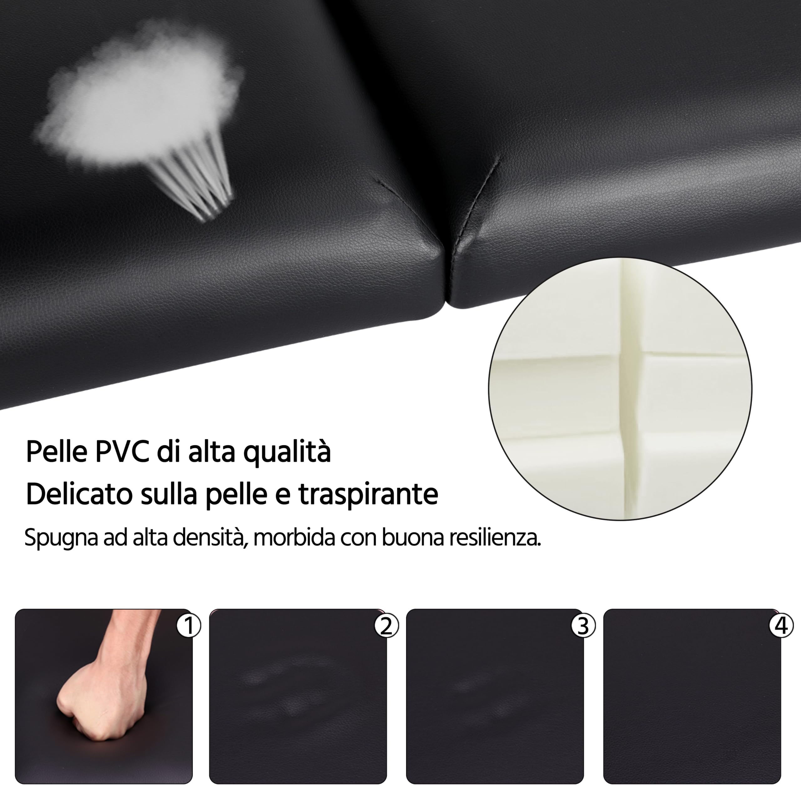 Yaheetech Lettino da Massaggio Pieghevole Portatile 2 Zone Portata 250 kg in Legno Faggio 213 x 70 cm per Fisioterapia Altezza Regolabile Poggiatesta e Briaccioli Rimovibili