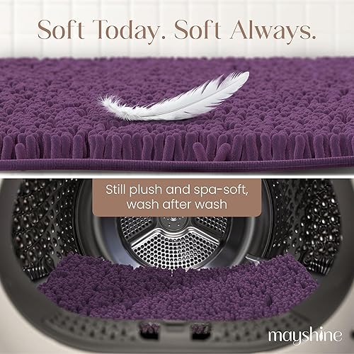 Miniatura 209 de Tapete de baño extra largo de felpilla suave, tapete de microfibra absorbente, lavable a máquina y antideslizante para puerta, baño, habitación