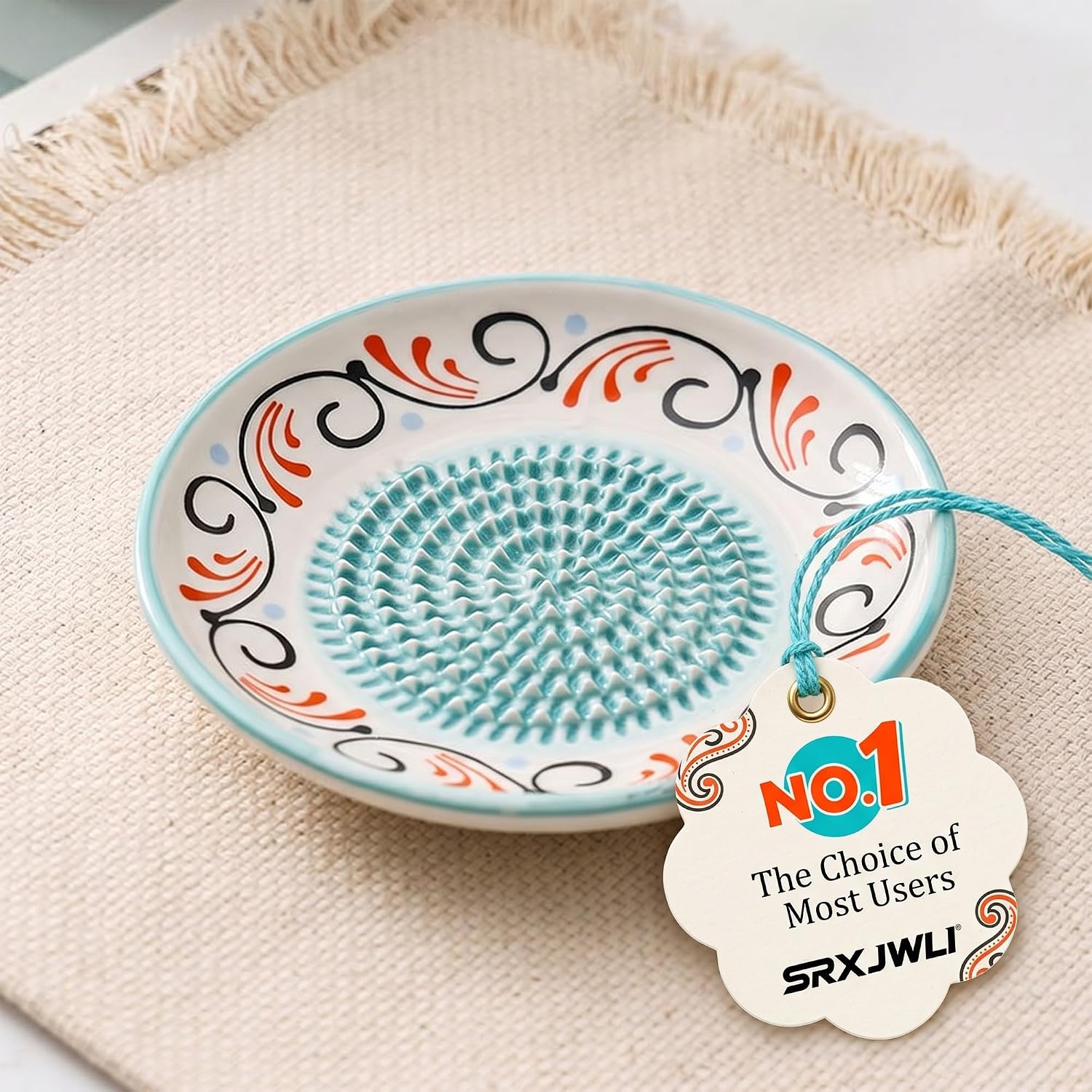 Ceramic Garlic Grater Plate Bowl Tomato Dish Made in Spain Spanish Grating Pan Con Tomate Grater Plate Set Ginger Olive Oil Dip Herb Stripper Peeler Brush Stand Kitchen Gadget Gift(#E)