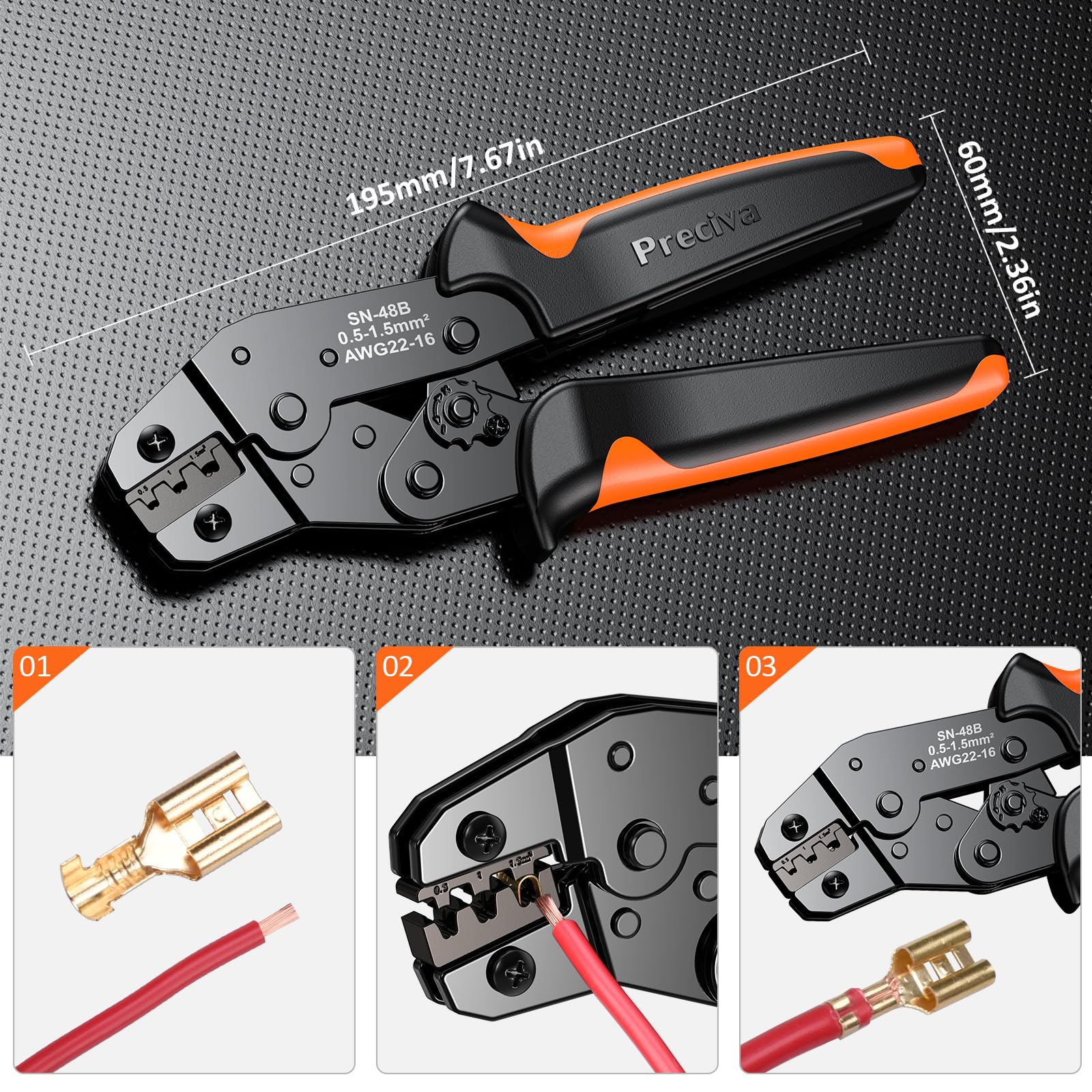 Preciva Set mit 400 Stück Crimpzangen und elektrischen Steckverbindern Faston und Kabelschuhe [0,5-1,5 mm?], elektrische Faston, Kabelschuhzange, Crimpzange, Crimpzange Kabelschuhe