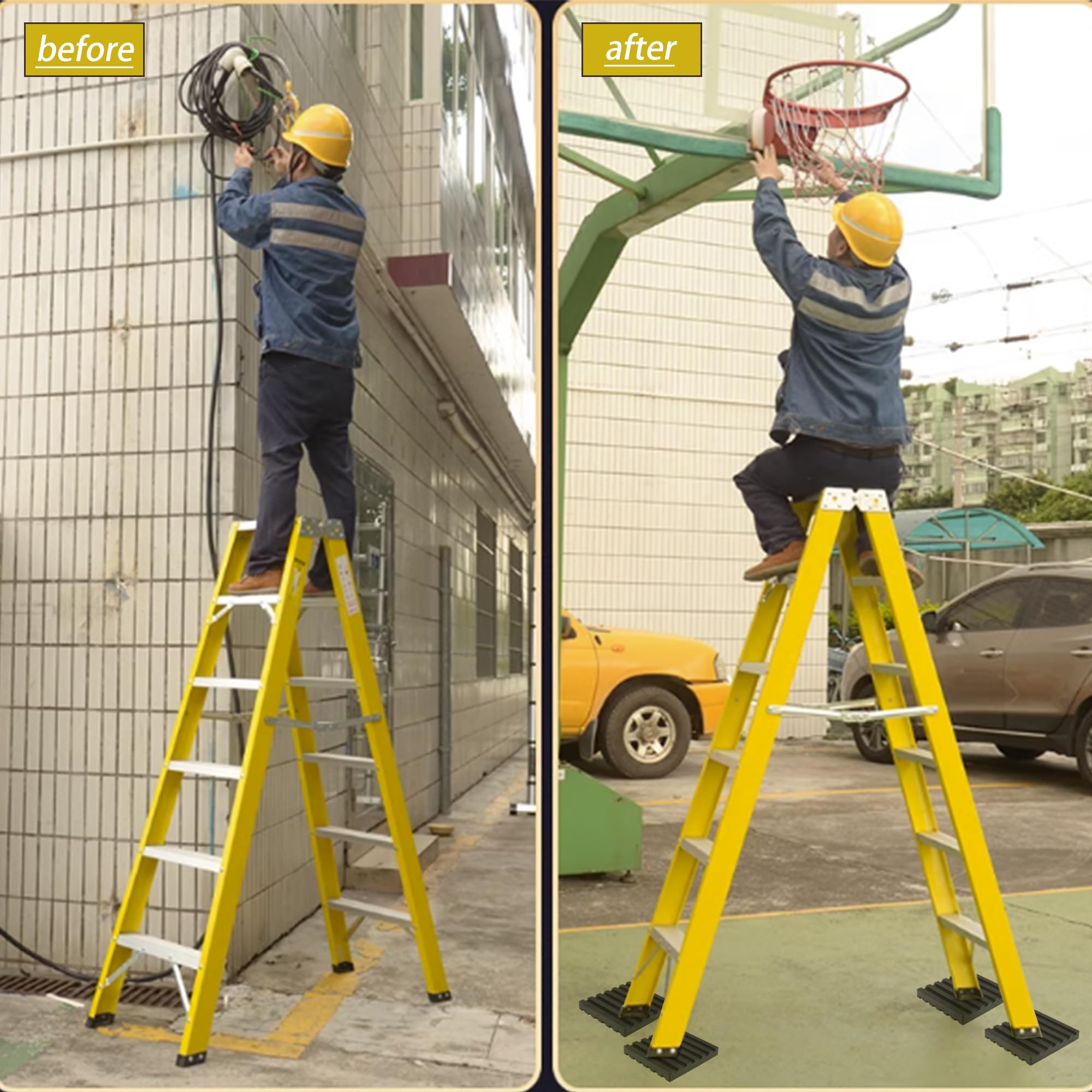 FGXY 2pcs Big Foot Ladder Stopper Mat, Black Anti Slip Mat, Ladder ...