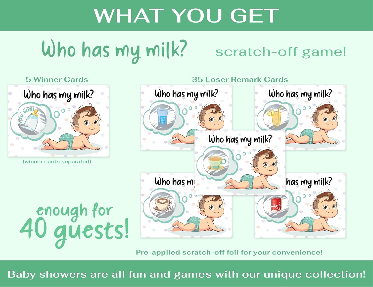 Party Hearty Baby Shower Scratch-Off Game, Fun Emoji Cards - Crawling Baby image 3